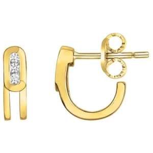 Boucles d'oreilles puces pl.or 3m14k 6 oxydes de zirconium plaqué or jaune