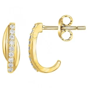 Boucles d'oreilles puces pl.or 3m14k et 18 oxydes de zirconium plaqué or jaune