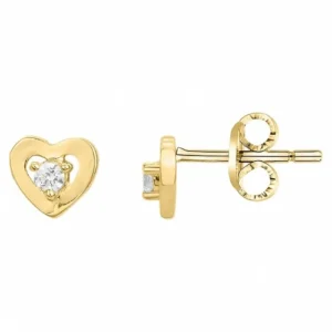 Boucles d'oreilles puces pl.or 3m14k et 2 oxydes de zirconium plaqué or jaune