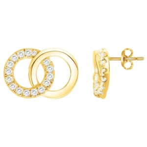 Boucles d'oreilles puces plaque or 30 oxydes de zirconium jaune