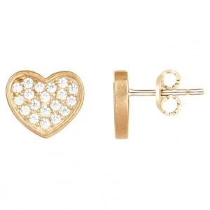 Boucles d'oreilles puces plaqué or. 38 oxydes de zirconium jaune