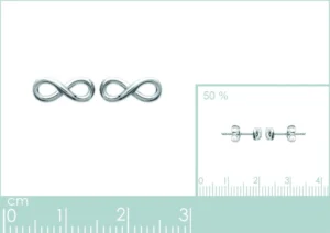 Boucles d'oreilles puces signe de l infini argent gris rhodié