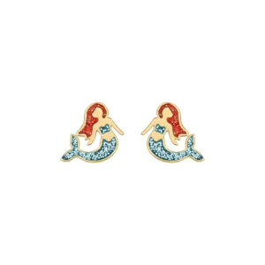 Boucles d'oreilles puces sirene avec laque Or 375/1000 Jaune