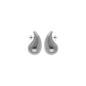 Boucles d'oreilles puces tige acier grande goutte (dim 33mm x 18 mm) gris