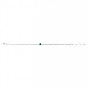 Bracelet argent. 1 oxydes de zirconium vert 16 et 3cm gris rhodié