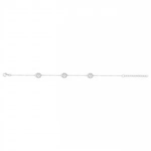 Bracelet argent. 39 oxydes de zirconium -16 et 3cm gris rhodié
