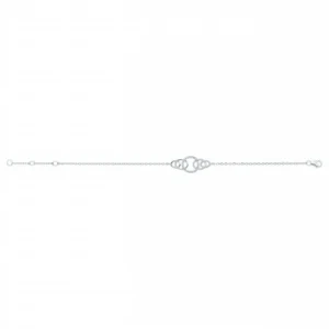Bracelet argent ronds entrelaces milieu serti oxydes de zirconium 16 et 1,5 et 1,5cm gris rhodié