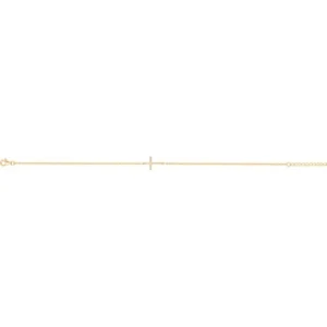Chaîne de cheville plaqué or avec 21 oxydes de zirconium