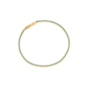 Bracelet ellera argent sterling 925 plaqué or jaune or 750 1000 green zirconia (17 cm)
