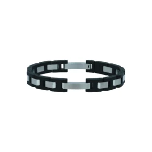 Bracelet herbelin bijoux cap camarat 10mm céramique noire et acier brosse acier et céramique