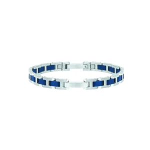 Bracelet herbelin bijoux cap camarat 8mm acier brosse et céramique bleue acier et céramique