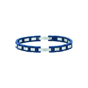 Bracelet herbelin bijoux cap camarat 8mm céramique bleue et acier brosse acier et céramique