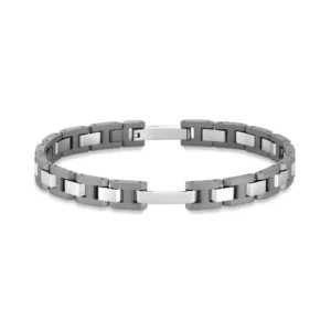 Bracelet herbelin bijoux cap camarat 8mm titane dark et acier brosse acier et titane gris