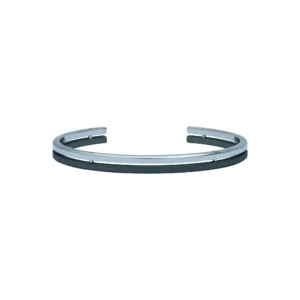 Bracelet herbelin bijoux jonc newport double acier brosse et titane dark acier et titane gris