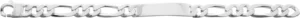 Bracelet identité argent poli 10mm rhodié gris