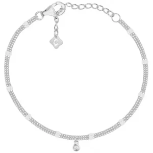 Bracelet la garçonne diamant argent. 1 diamants 0,015cts 16 et 3cm gris rhodié