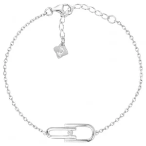 Bracelet la garçonne diamant argent 925, 1dia 0,015cts 16 et 3cm gris rhodié