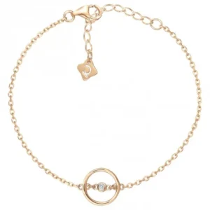 Bracelet la garçonne diamant pl.or jaune 3mor 750 1000, 1dia 0,015cts 16 et 3cm