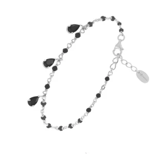 Bracelet orus spinelle noir argent 925 gris rhodié