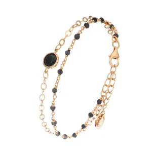 Bracelet orus spinelle noir argent 925 jaune