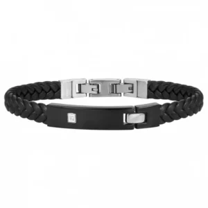 Bracelet phebus acier 1 diamant noir