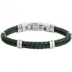 Bracelet phebus acier 316l 19.5 et 1.5cm (cuir bovins) gris