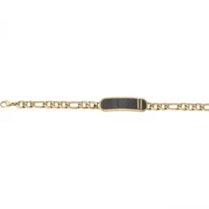 Bracelet phebus acier 316l pvd jaune, carbone forgé, 19.5 et 1.5cm