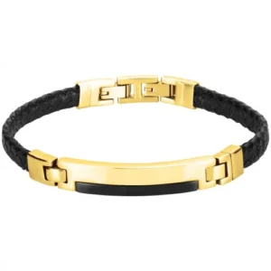 Bracelet phebus acier ipg et ceram.noire 21 et 1,5cm jaune