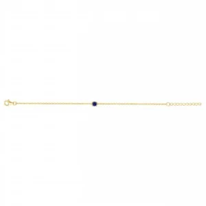 Bracelet pl.or 3m14k 1cz synth.bleu saphir 16 et 3cm plaqué or jaune