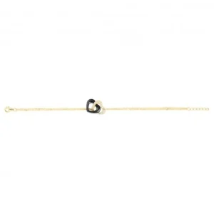 Bracelet pl.or eo 3m14k ceram. et 22 oxydes de zirconium -16 et 3cm plaqué or jaune
