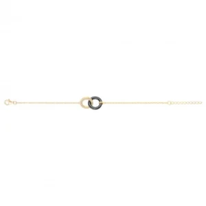 Bracelet pl.or eo 3m14k ceram. et 26 oxydes de zirconium -16 et 3cm plaqué or jaune
