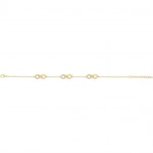 Bracelet plaque. or 3m oxydes de zirconium 17 et 3cm jaune