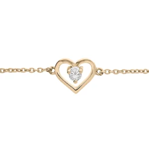 Bracelet plaqué or coeur oxyde blanc 14 et 3cm jaune