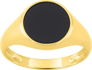 Chevalière taille 62 onyx plaqué or jaune