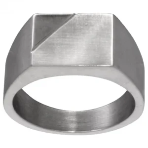 Chevalière taille 64 acier mat brillant gris phebus