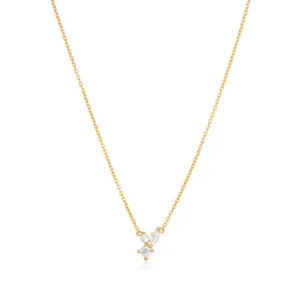 Collier adria tre piccolo argent sterling 925 plaqué or jaune or 750 1000 white zirconia & freshwater pearl