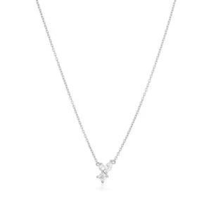Collier adria tre piccolo argent sterling 925 white zirconia & freshwater pearl gris rhodié