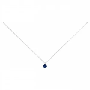 Collier argent. 1 spinelle synth. bleu fonce 42 et 3cm gris rhodié