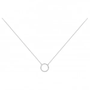 Collier argent. 14 oxydes de zirconium -42 et 3cm gris rhodié