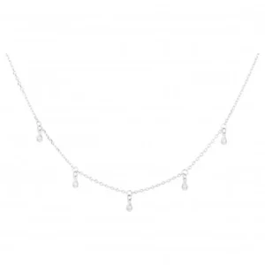 Collier argent. 5 oxydes de zirconium 42 et 3cm gris rhodié