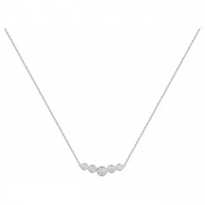 Collier argent. 5 oxydes de zirconium 42 et 3cm gris rhodié