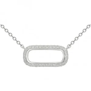 Collier argent. 925 et 90 oxydes de zirconium 42 et 3cm gris rhodié