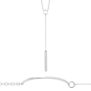 Collier argent 925 rhodié oxydes de zirconium gris rhodié