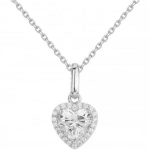 Collier argent. et 23 oxydes de zirconium 42 et 3cm gris rhodié