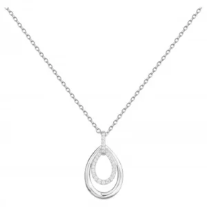 Collier argent. et 25 oxydes de zirconium 42 et 3cm gris rhodié