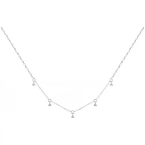 Collier argent. et 5 oxydes de zirconium 38 et 5cm gris rhodié