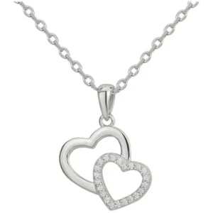 Collier argent. oxydes de zirconium 42 et 3cm gris rhodié