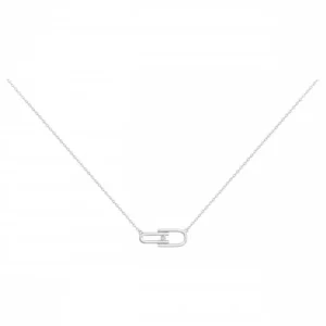 Collier la garçonne diamant argent. 925, 1dia 0.015cts 42 et 3cm gris rhodié