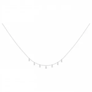 Collier la garçonne diamant argent. 925, 1dia 0.015cts gris rhodié
