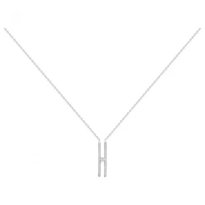 Collier la garçonne diamant argent. 925, 1dia 0.015cts gris rhodié